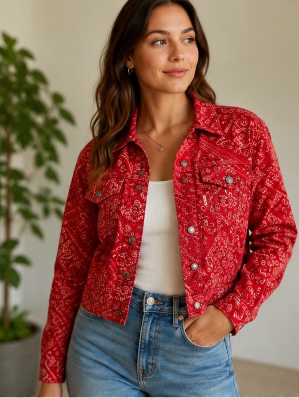 Levi’s Red Bandana Print Trucker Jacket